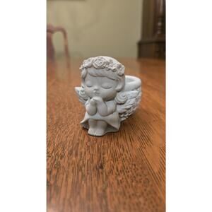 Cute Gray Concrete Praying Angel Figurine Mini Planter Pot Basket Design